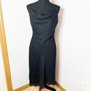 Be Smart Drop Neck High/Low Black Shift Dress